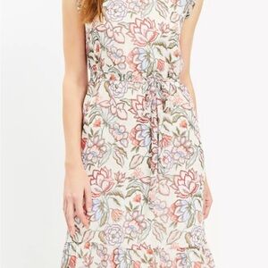 LOFT Ruffled Sundress in Pink and Green